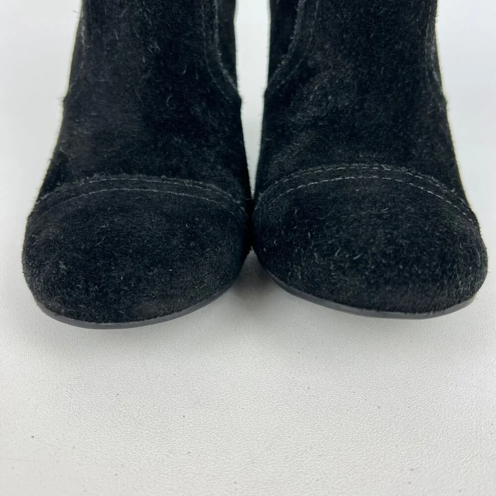 Tory Burch Womens Adrienne Black Suede Wedge Booties Chelsea Ankle Boot size 6.5